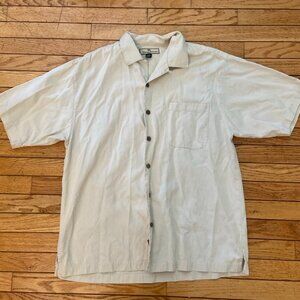 Tommy Bahama Shirt Mens Medium Ivory Cotton Silk Relax Button Up